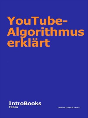 cover image of YouTube-Algorithmus erklärt